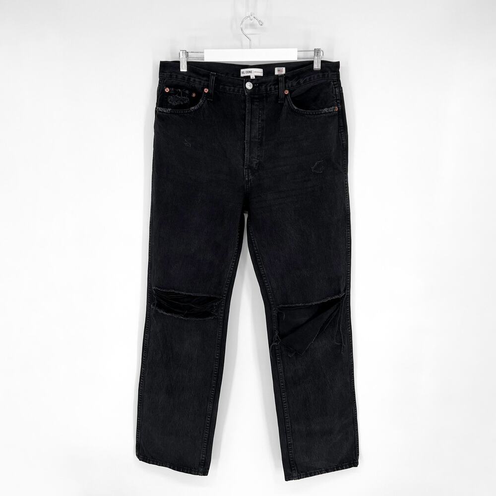 RE/DONE 90s High Rise Loose Jeans Women’s Size 31 Washed Black Distressed - Picture 2 of 7